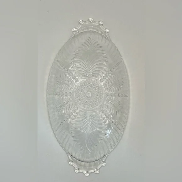 Vintage Anchor Hocking Feather and Pearl Oval Relish Dish - Picture 4 of 5